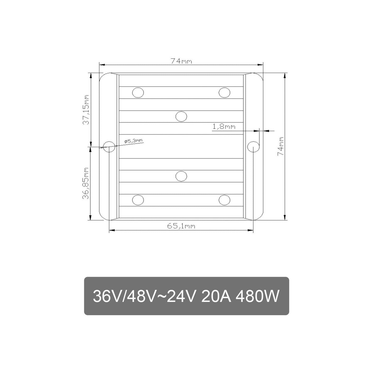 WaterProof 36V/48V to 24V 20A 480W Step Down DC/DC Power Converter Regulator US