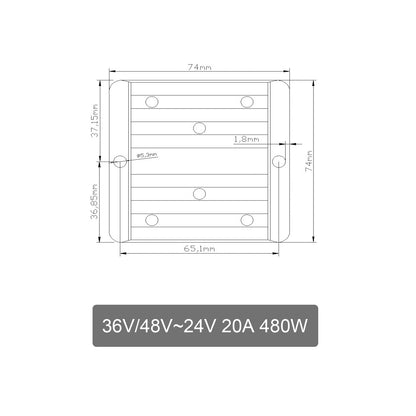 WaterProof 36V/48V to 24V 20A 480W Step Down DC/DC Power Converter Regulator US