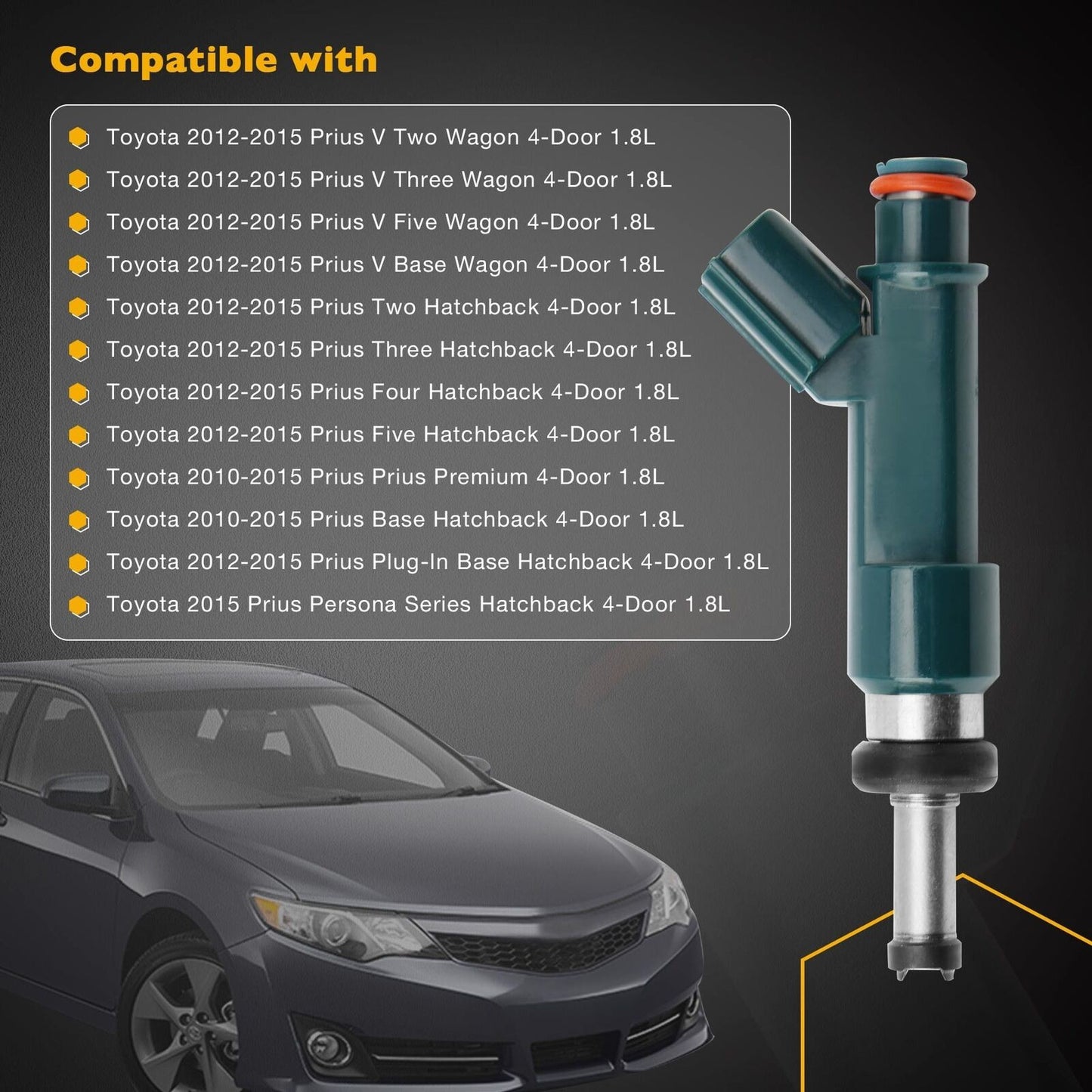 4x Fuel Injectors For 2010-2015 Lexus CT200h Toyota Prius Denso 1.8L 23250-37020