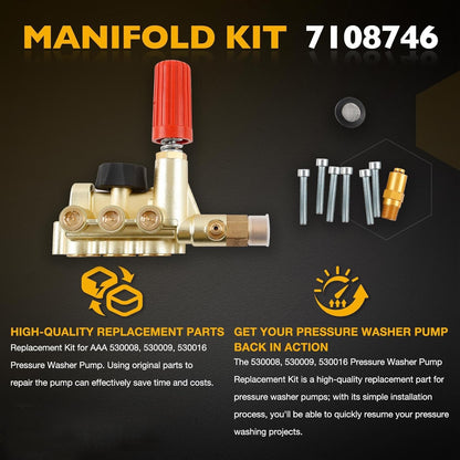 7108746 Manifold Replacement for AAA 530008 530009 530016 Pressure Washer Pump