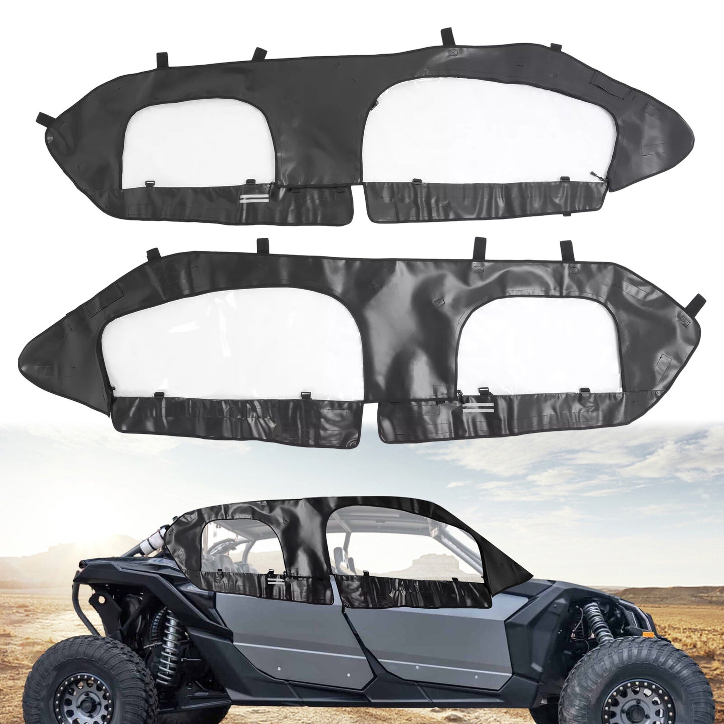 Solid Spare UTV Soft Upper Door Enclosure Set For Can Am Maverick X3 Max Turbo DS RS 2017-25