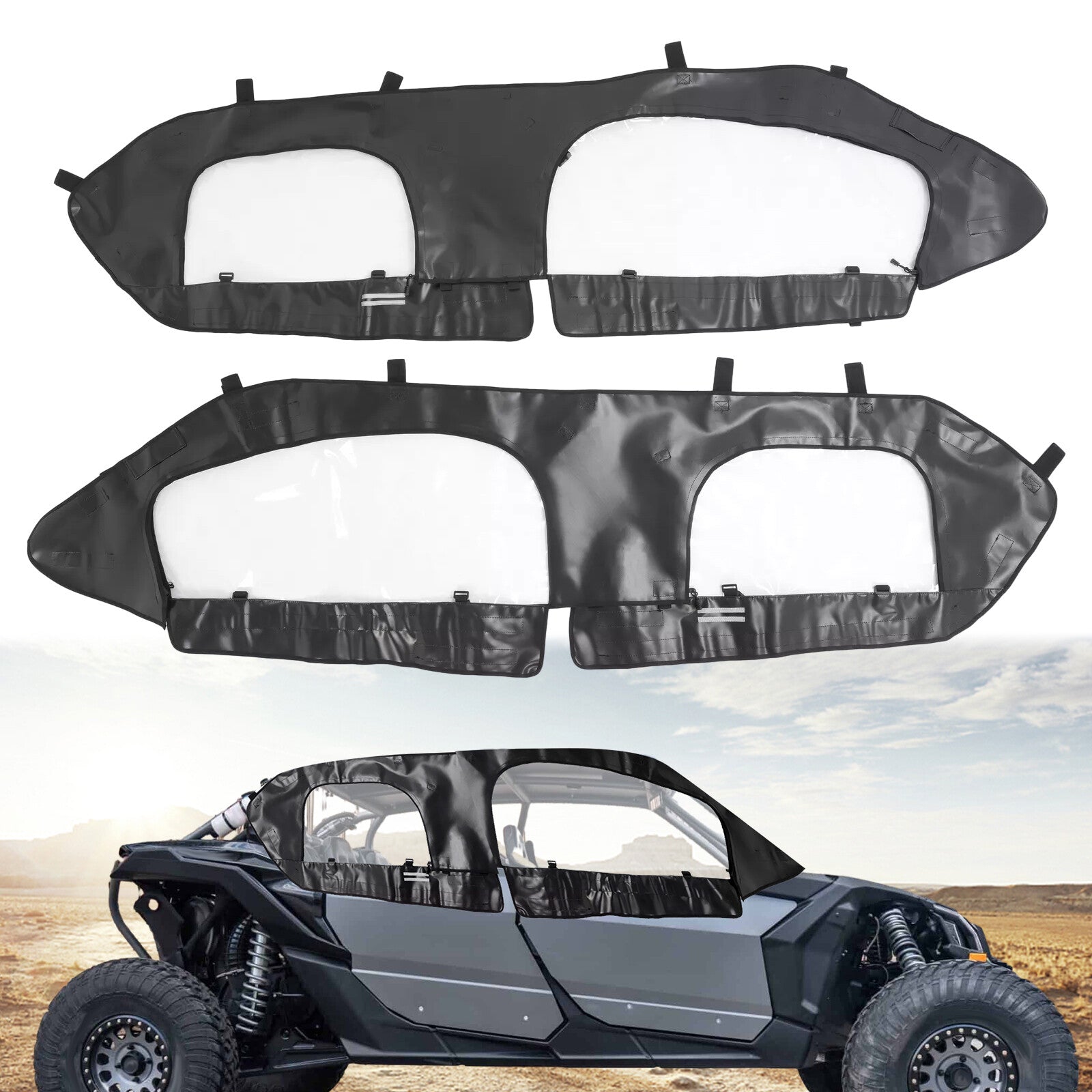 Solid Spare UTV Soft Upper Door Enclosure Set For Can Am Maverick X3 Max Turbo DS RS 2017-25