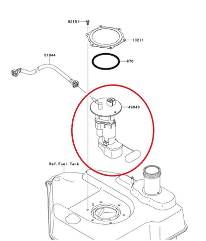 Fuel Pump Assembly For 2008-2020 Kawasaki Brute Force 750 4x4i EPS - 49040-0717