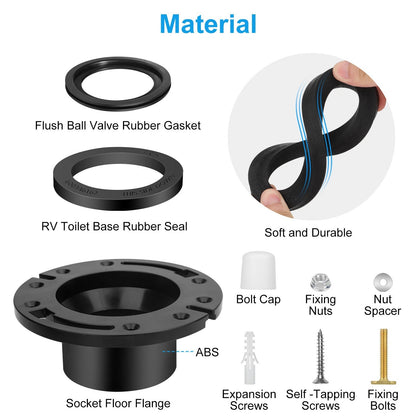 RV Toilet Seal for Dometic 300 310 320 Series, Flange, Flush Ball & Base Gasket
