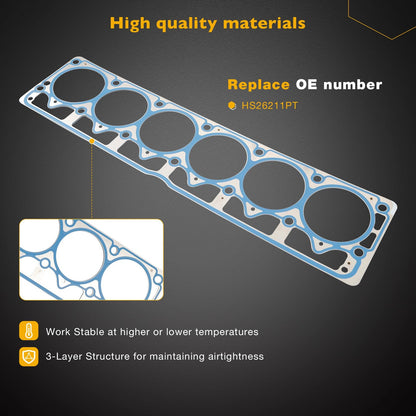VS50458R 4.0L Engine Cylinder Head Gasket Set Fit 1999-06 Jeep Wrangler Cherokee
