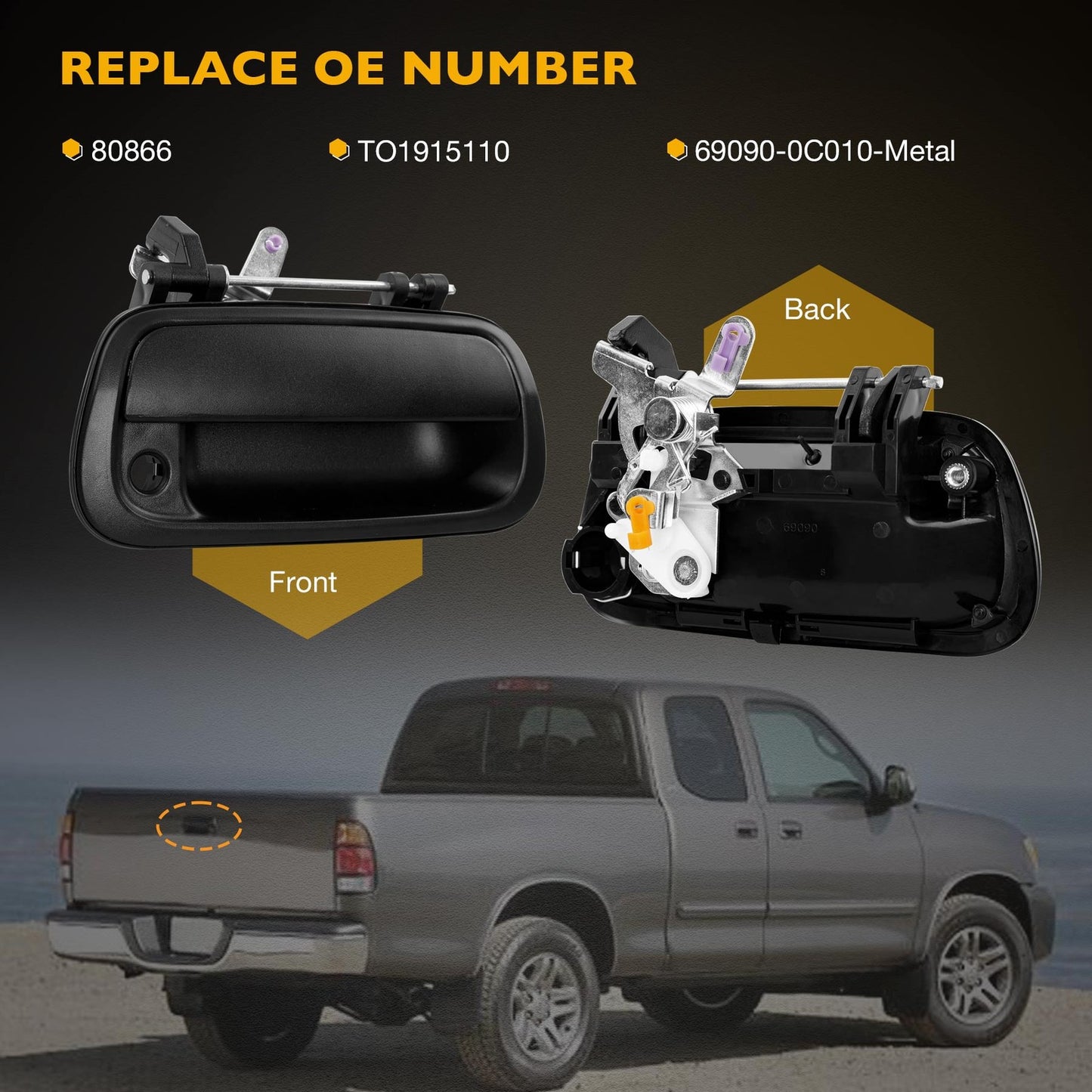 Upgraded Metal Tailgate Handle Liftgate Latch w/ Keyhole For 00-06 Toyota Tundra