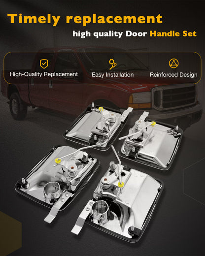 4Pcs Chrome Exterior Door Handle Set For 99-16 Ford F-250 F-350 Super Duty 79306