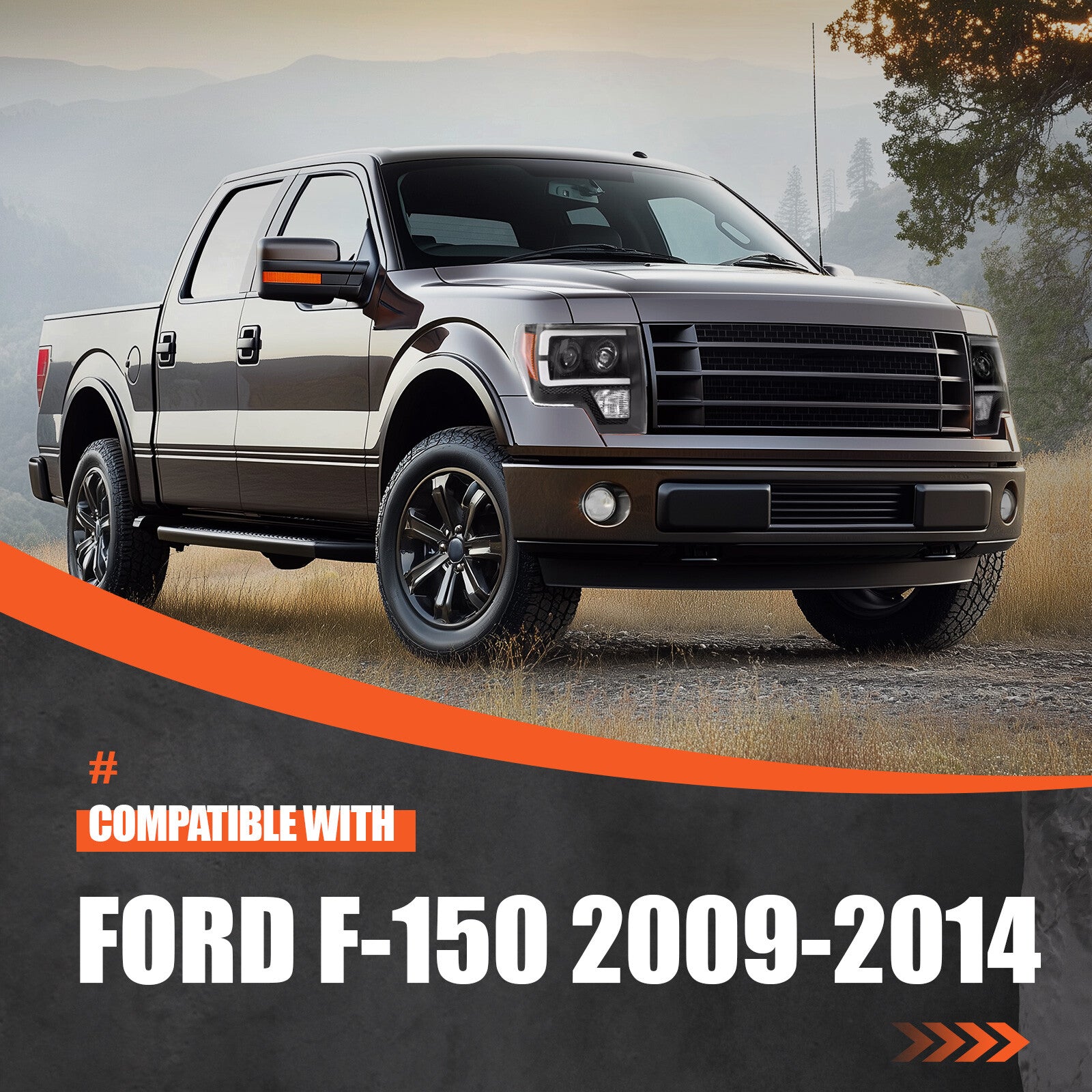 Solid Spare For Ford F150 2009-2014 Radiator Grille Air Deflector Set W/ Mounting hardware