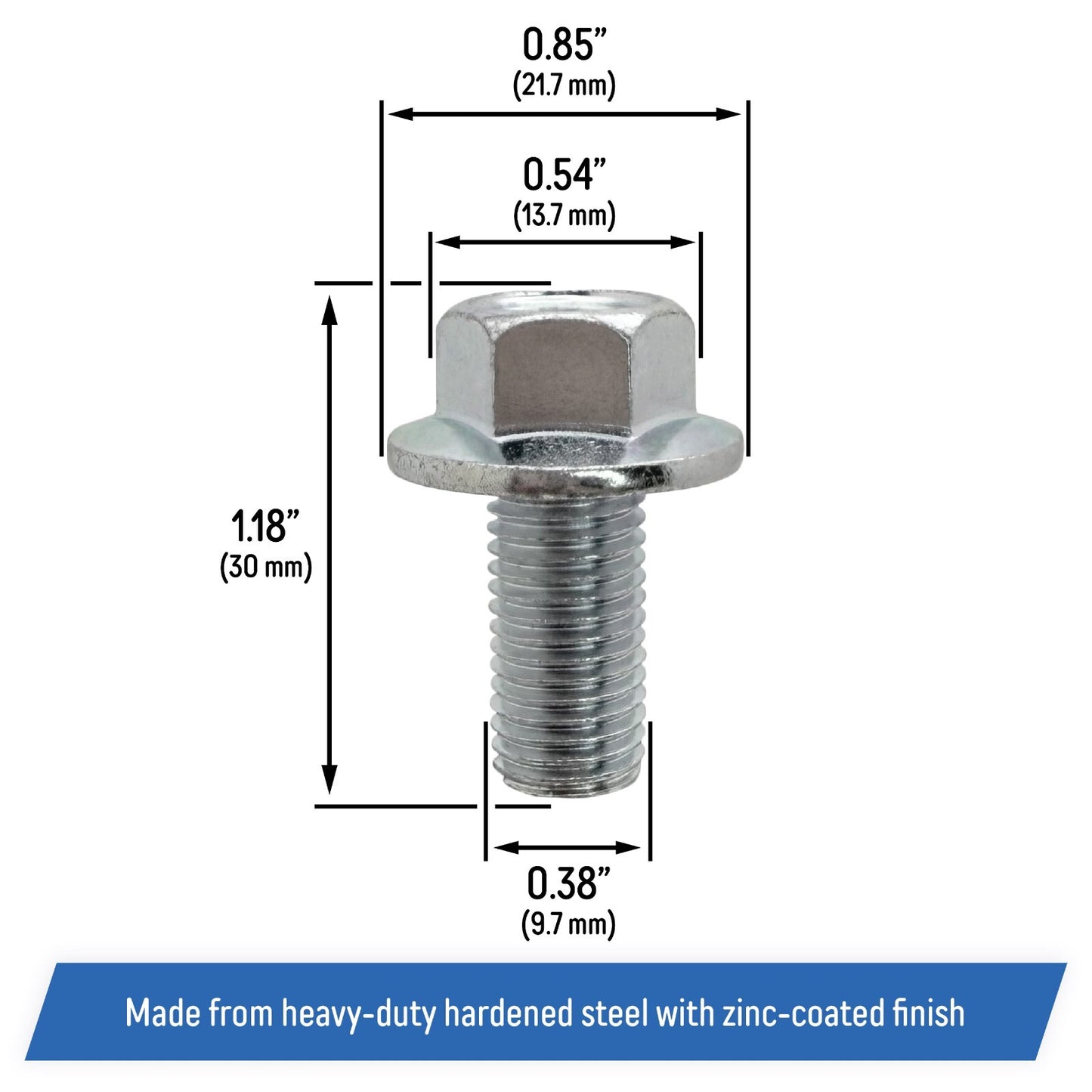 Mower Blade Hex Bolts for Honda 21" Lawn Mowers - 90105-960-710 (2 Pack)