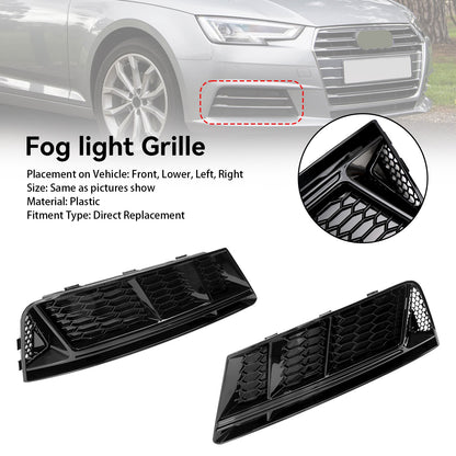 Front Fog Light Grill Lower Bumper Grille Chrome Fits For AUDI A4 B9 2016-2018