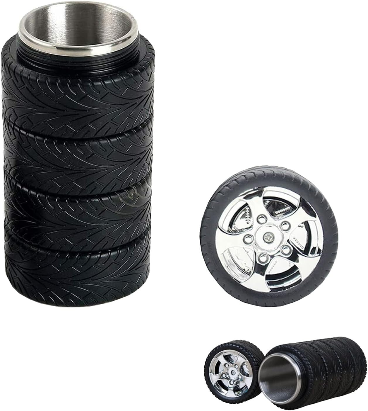 Tire Coffee Tea Mug Stainless Steel Interior Durable Cup 11 oz