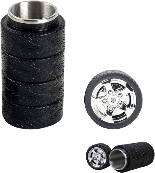 Solid Spare Tire Coffee Tea Mug Stainless Steel Interior Durable Cup 11 oz