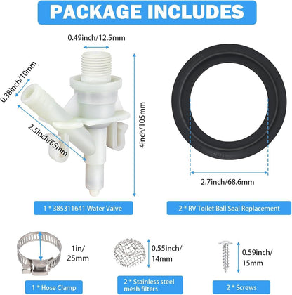 Fit Dometic Pedal Flush Toilet Water Valve RV 300 310 320 with two gaskets