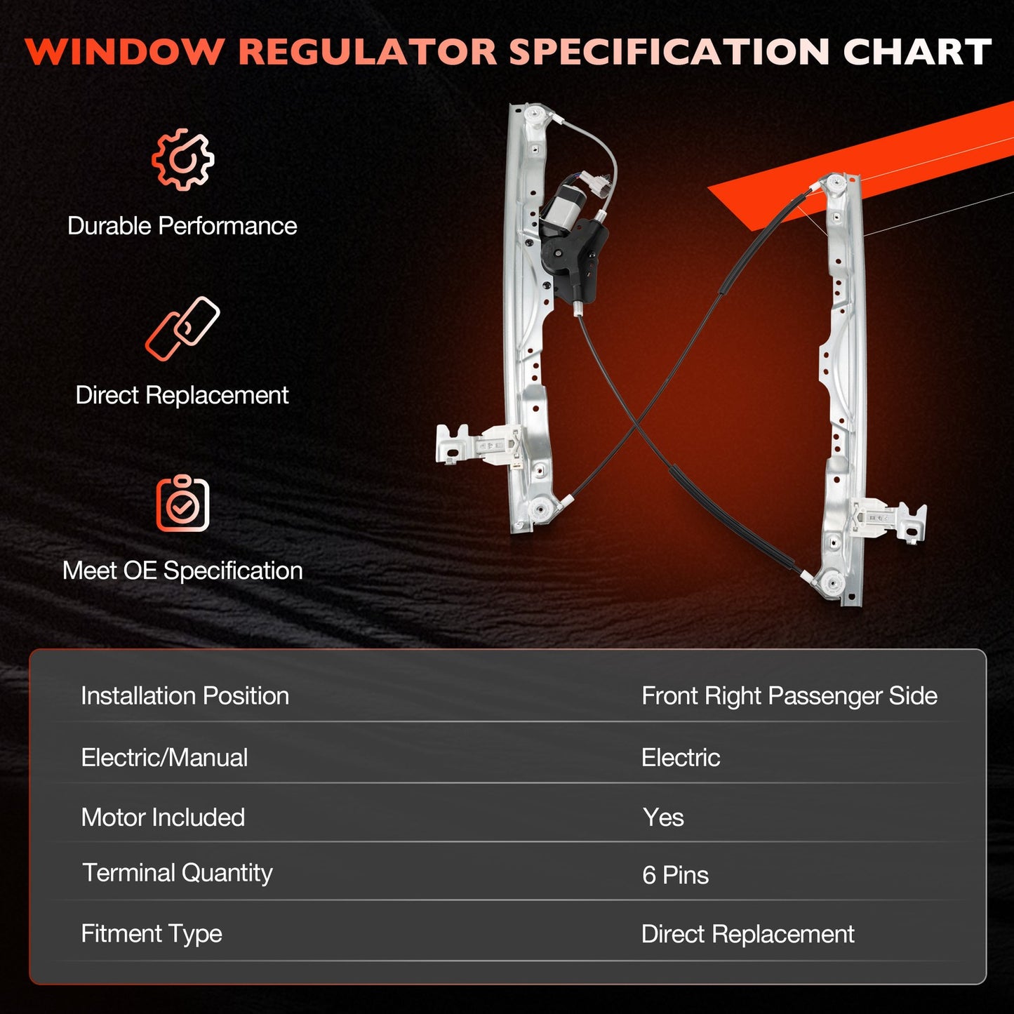 Front Passenger Side Power Window Regulator w/ Motor For Nissan Titan 2004-2015