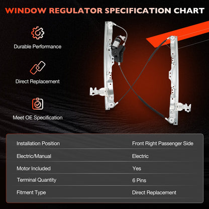Front Passenger Side Power Window Regulator w/ Motor For Nissan Titan 2004-2015