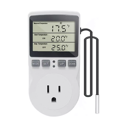 Digital Thermostat Heating Cooling Temperature Controller Outlet Plug w/ Probe
