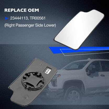 Passenger Right Side Lower Mirror Glasses For 14-17 Chevy Silverado GMC 23444113