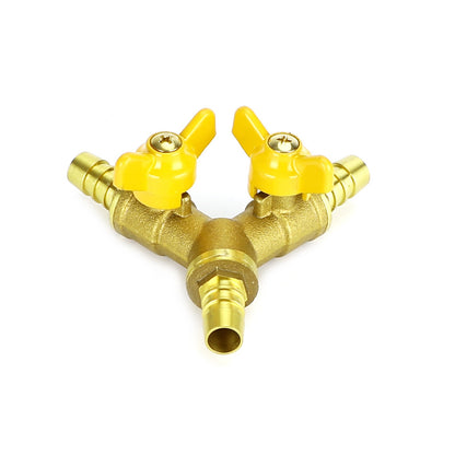 3/8" Hose Barb Ball Valve Y Shaped 3 Way Connector Barb Brass Fitting OD 11mm US