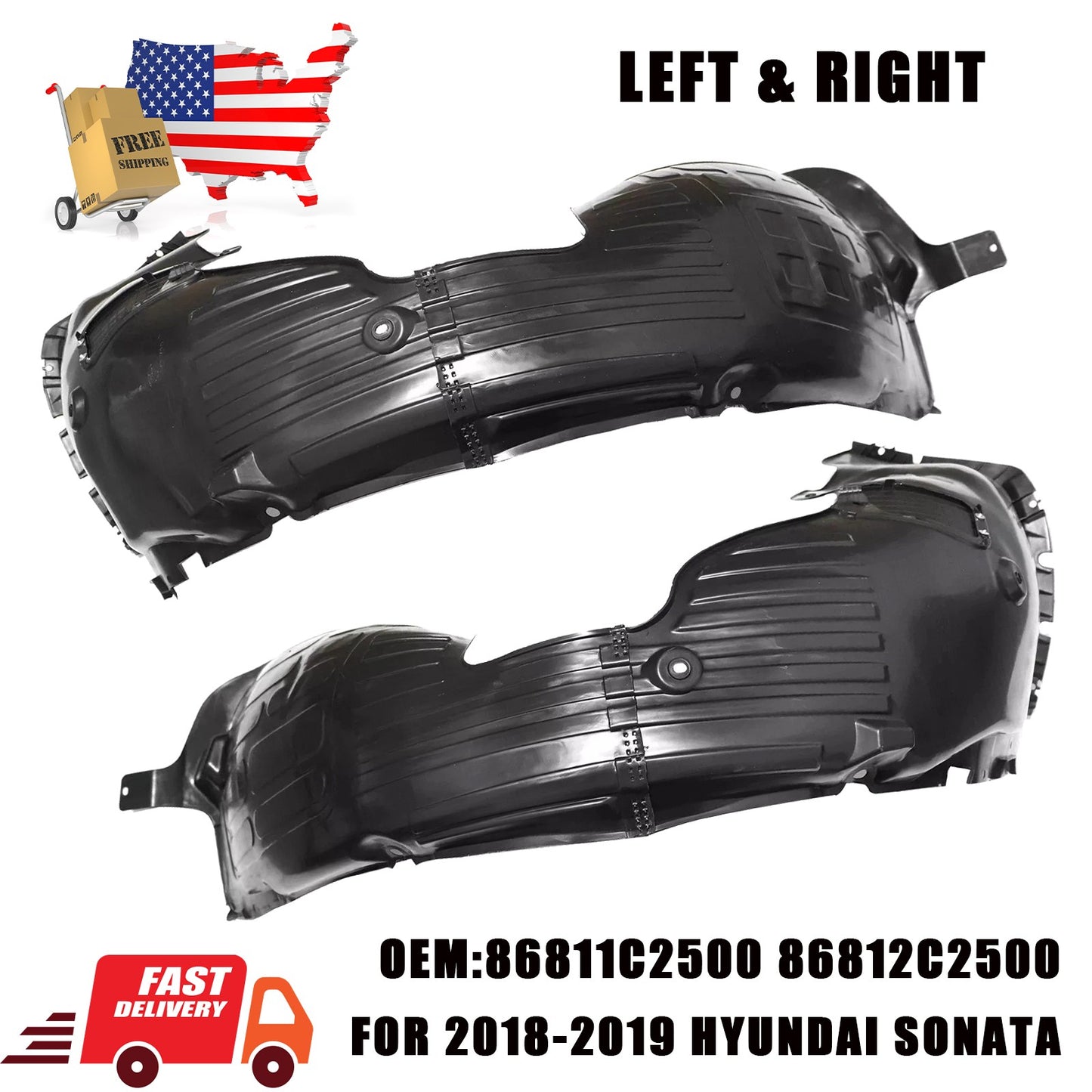 Front Fender Liner For Hyundai Sonata 2018-2019 86811C2500 86812C2500 LH RH