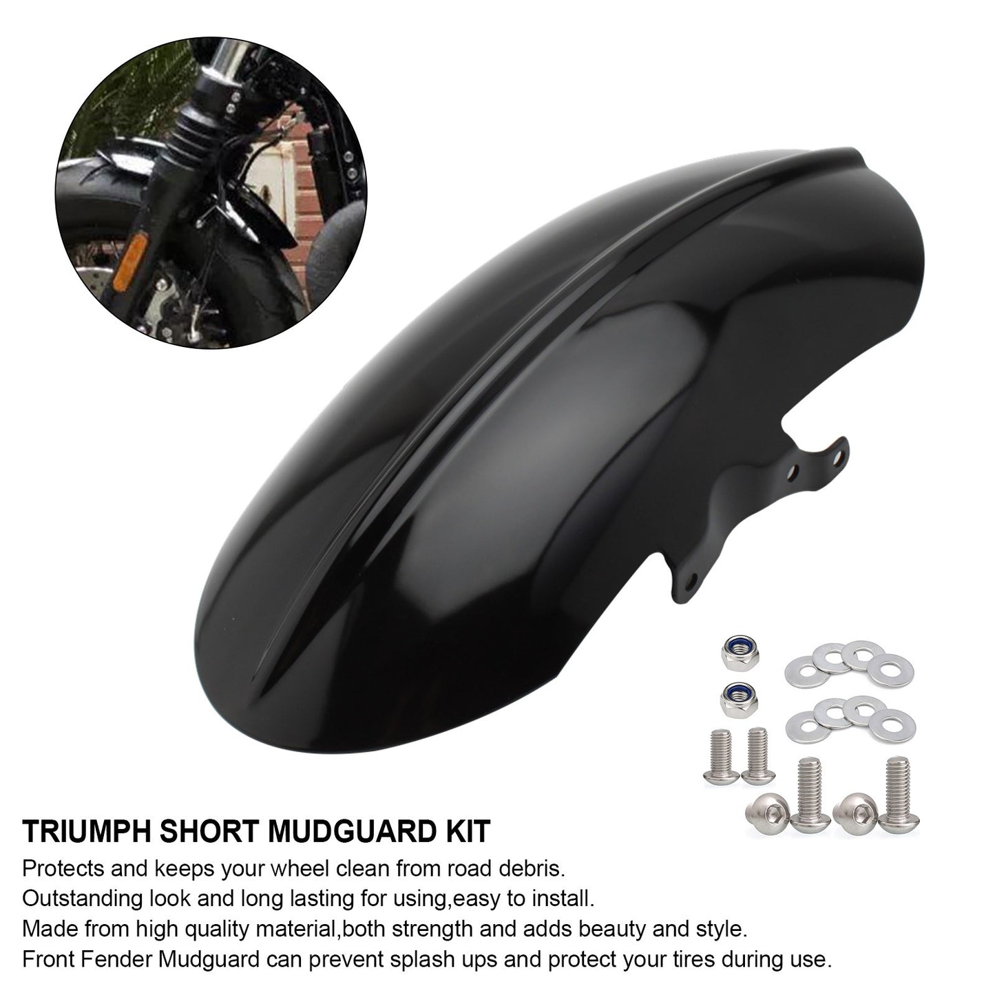 Short Front Mudguard Fit For Bonneville Speedmaster Bobber Black 1200 2018-21