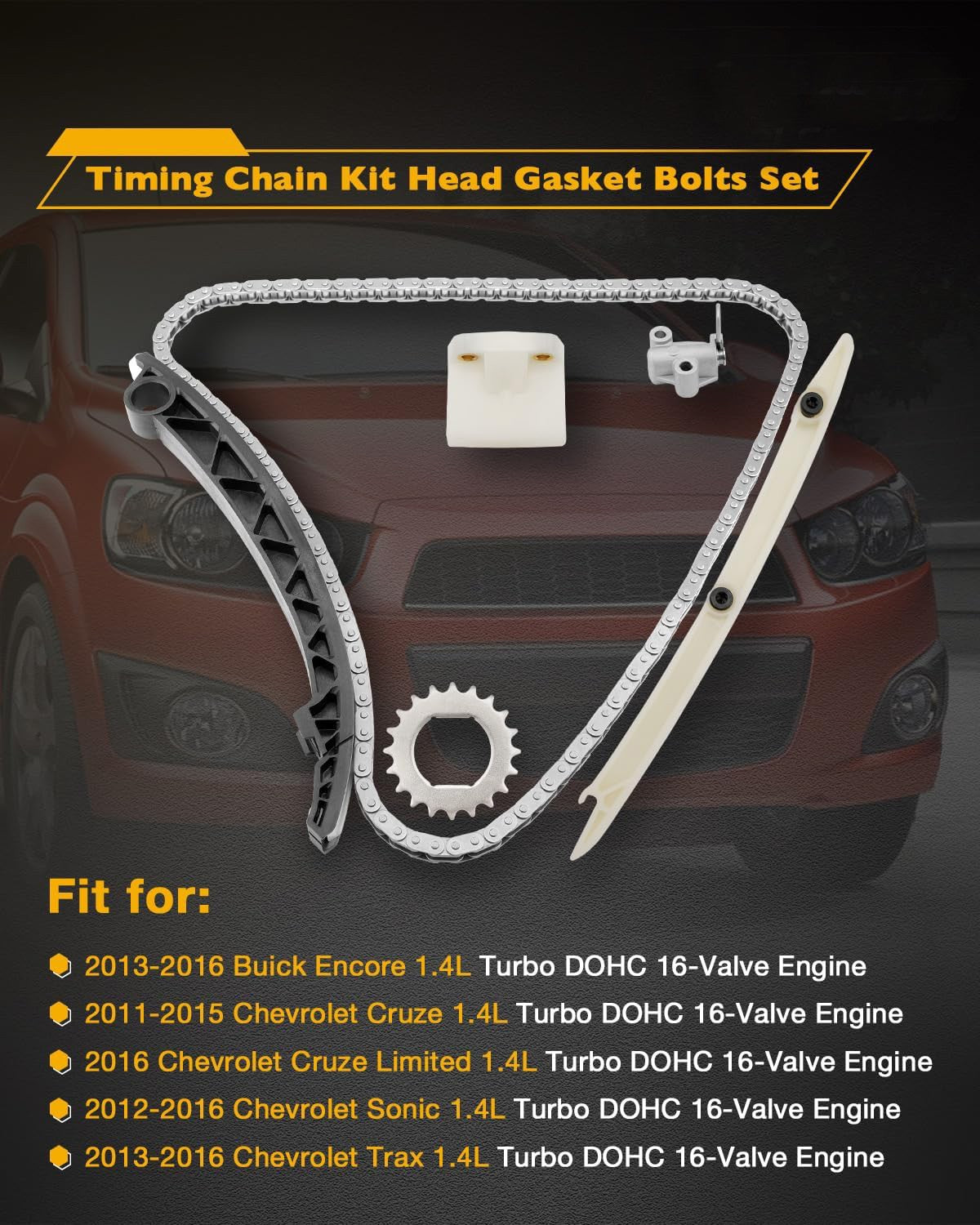 Timing Chain Kit w/ Head Gaskets For Chevy Cruze Limited Sonic Trax Buick Encore