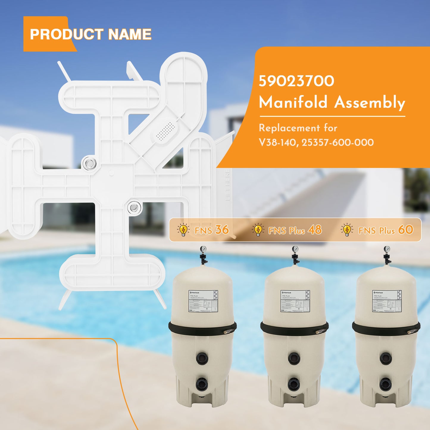 59023700 Pool Filter Top Manifold For Pentair FNS Plus FNS24 FNS36 FNS48 FNS60