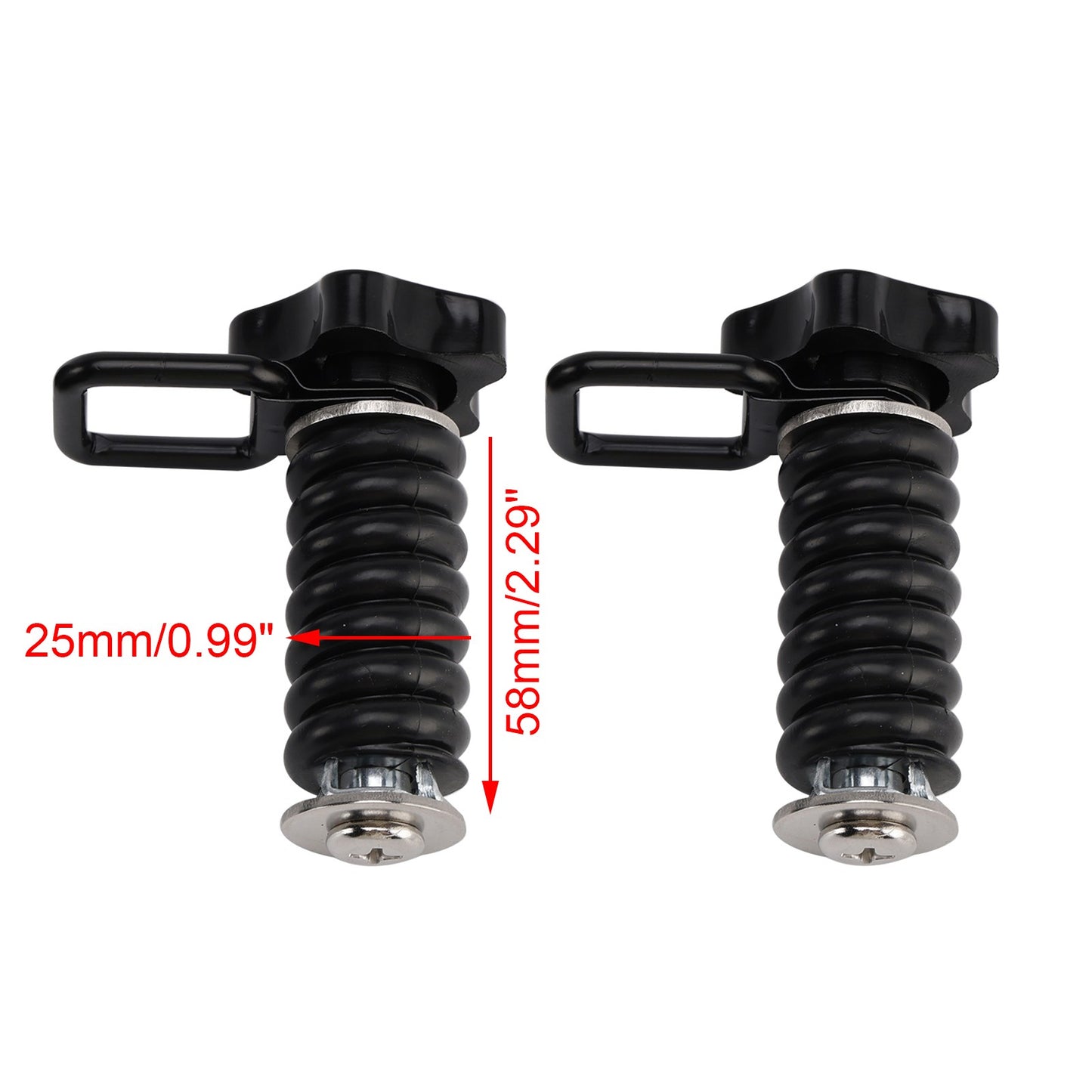 2X Tie Down Anchor With D-Ring 1" Black Black For Polaris Rzr 570 800 900 1000