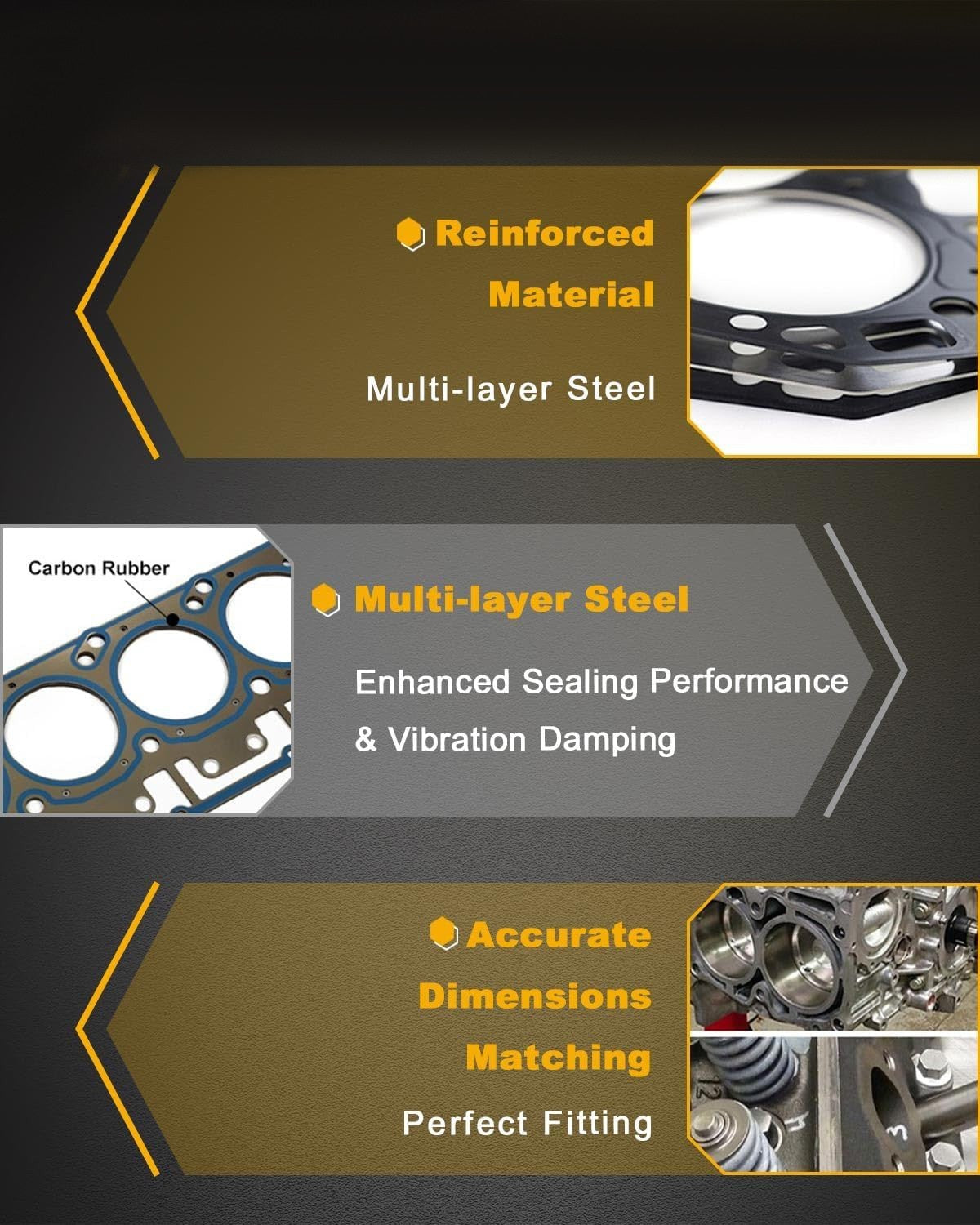 5.3L Non A-FM D-OD Cam Lifter Head Gasket Kit For Chevrolet GMC Isuzu Saab Buick