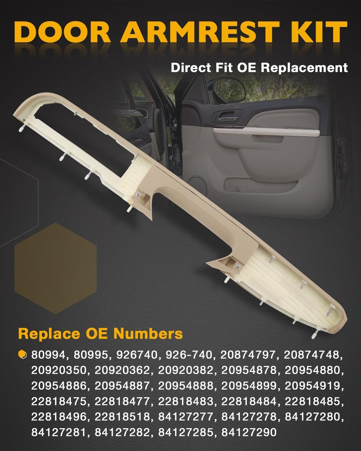 Passenger Armrest Repair Kit For 10-14 Chevy Silverado GMC Sierra 1500 2500 Tan