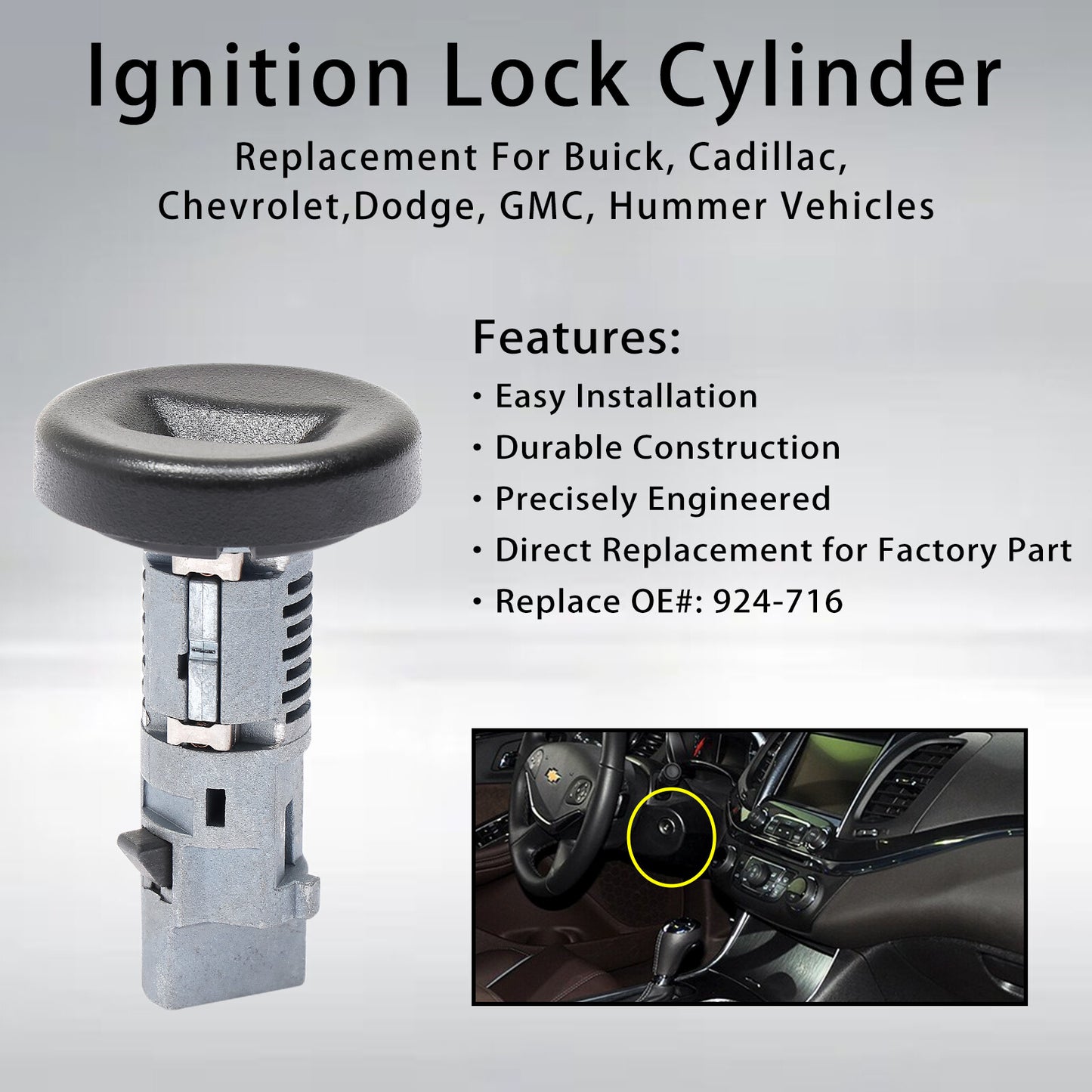 Ignition Switch Lock Cylinder & Tumbler Repair Kit For 05-14 Chevy GMC Cadillac