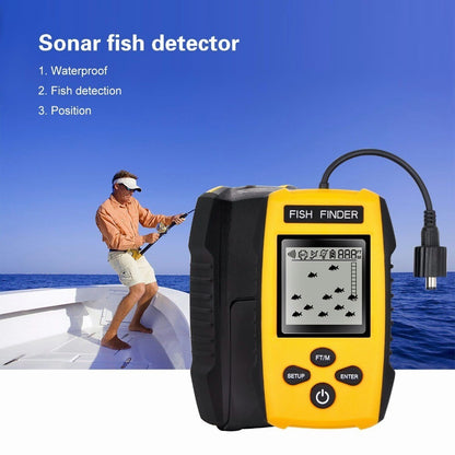 328FT Portable Fish Finder Depth Echo Sonar Alarm Sensor Transducer Fishfinder