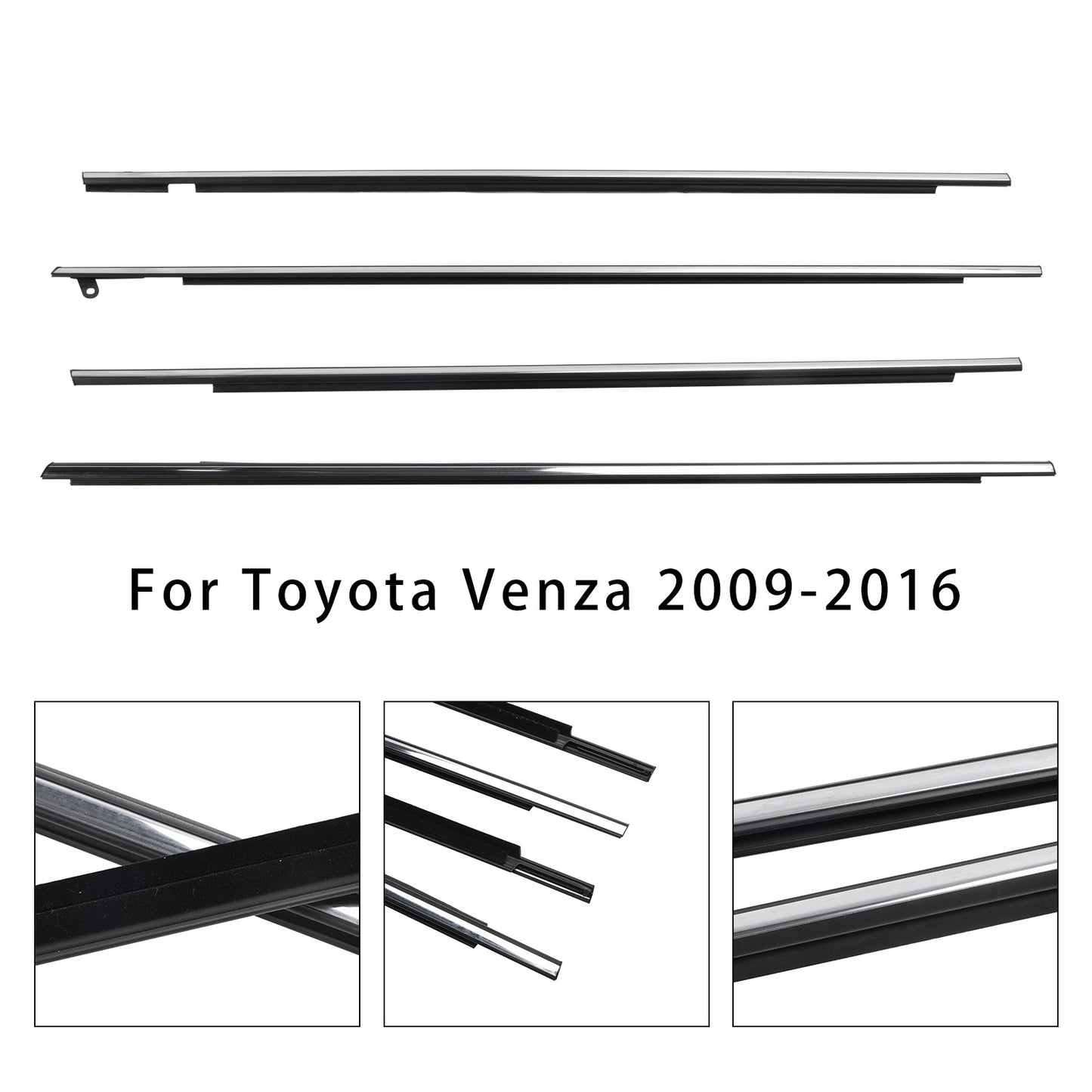 4pcs Chrome Outside Window Moulding Weatherstrip Seal For Toyota Venza 09-16 US