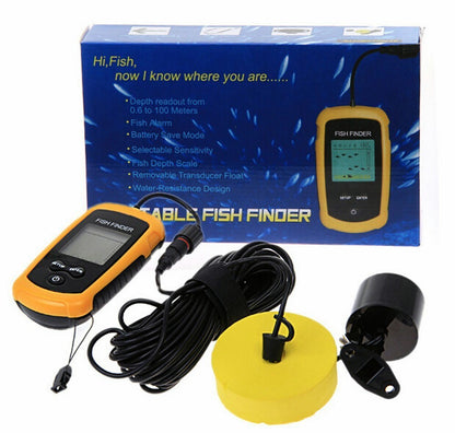 328FT Portable Fish Finder Depth Echo Sonar Alarm Sensor Transducer Fishfinder