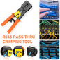 RJ45 Crimp Tool Pass Through Cat5 Cat5e Cat6 Crimping Tool for RJ45/RJ12 Regular