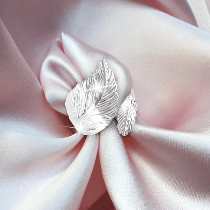 ??12PCS Silver Napkin Rings Leaf Napkin Holder Adornmen Alloy