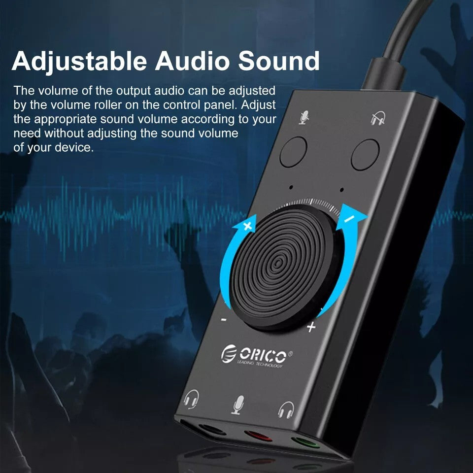 Black USB External Sound Card Virtual 7.1 Channel Adapter Plug For PC Laptop PS5