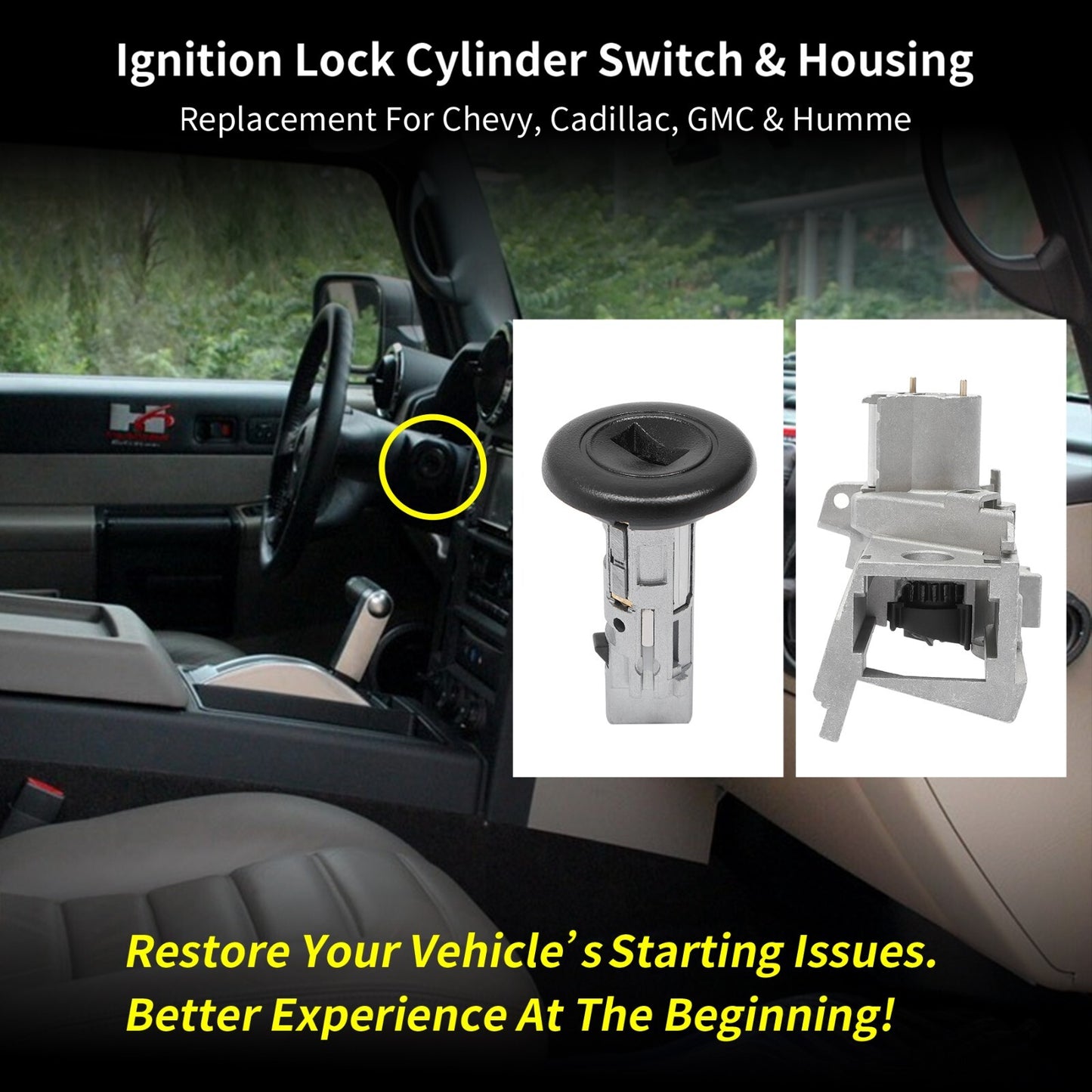 Ignition Lock Cylinder Switch & Housing for 2000-07 Chevy Silverado GMC Sierra