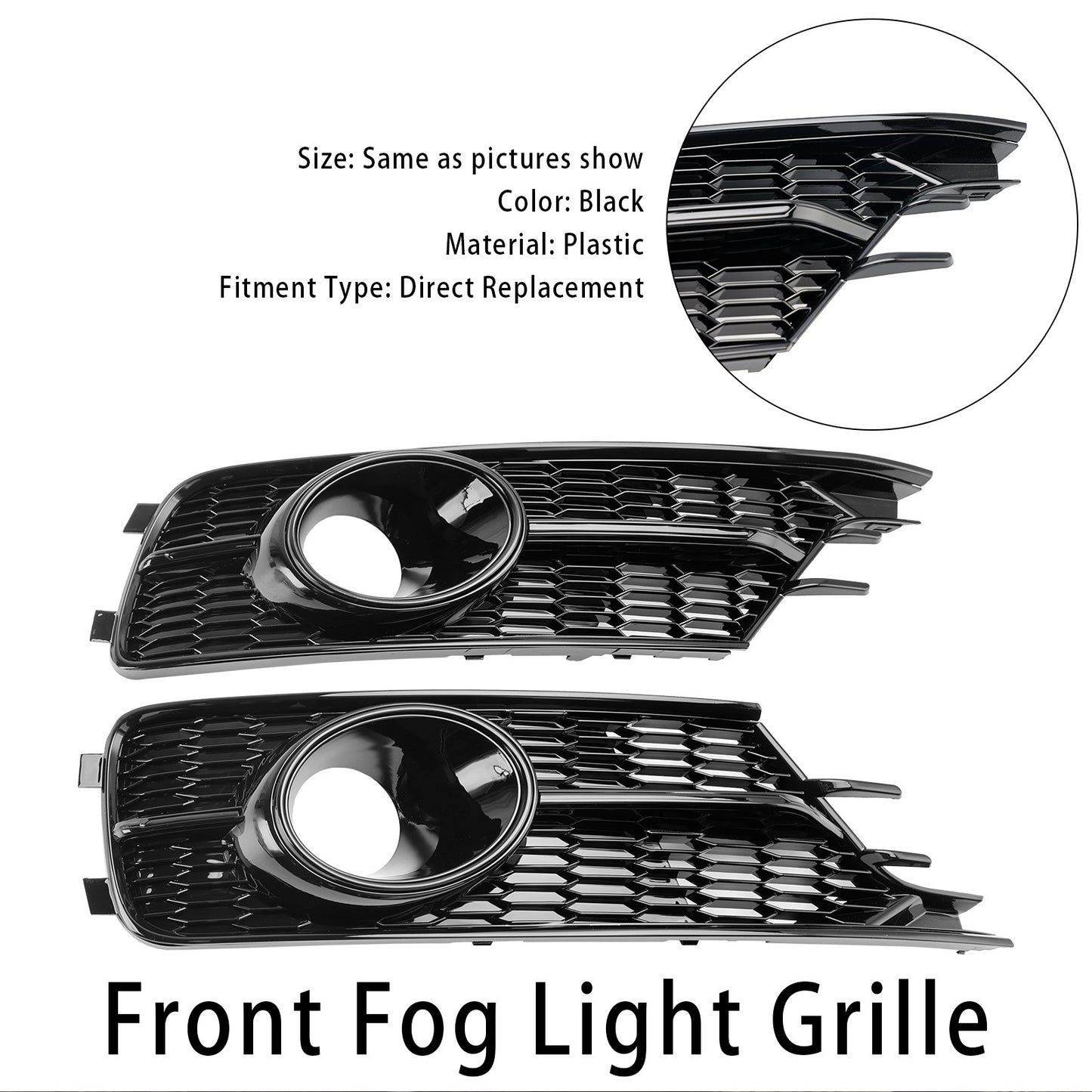 ??Pair Front Bumper Lower Light Cover Grille Fit AUDI A6 C7 2016-2018 W/ACC Hole