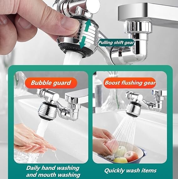 2 Pcs Universal 1080?? Swivel Extension Faucet Aerator Rotate Robotic Arm Extend