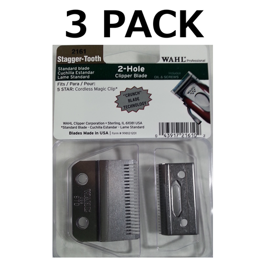 Solid Spare 3 Wahl Stagger-Tooth 2-Hole Clipper Blade for 5 Star Cordless Magic Clip #2161