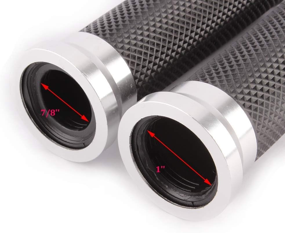 Silver 7/8" 1" Handlebar Hand Grips Rubber Gel For Honda Suzuki Kawasaki Yamaha