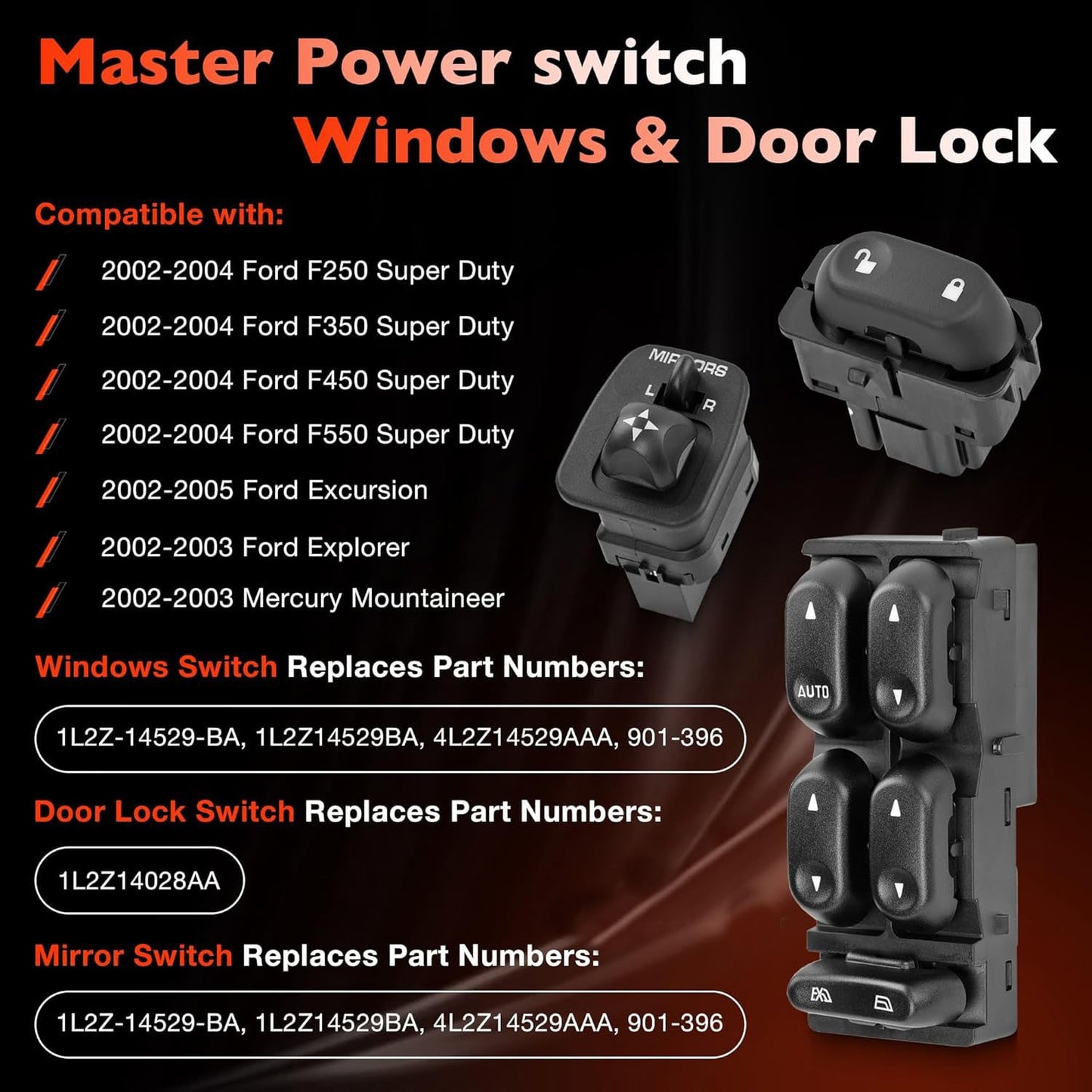 Power Window Door Lock Mirror Switch Fit 02-05 Ford F-250 F-350 F-450 Excursion