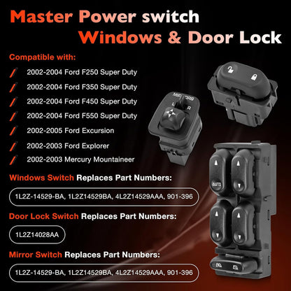 Power Window Door Lock Mirror Switch Fit 02-05 Ford F-250 F-350 F-450 Excursion