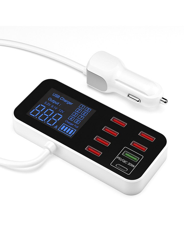 Car Charger USB PD5V1A QC3.0 Display Small Car 8 Port Car Cigarette Lighter