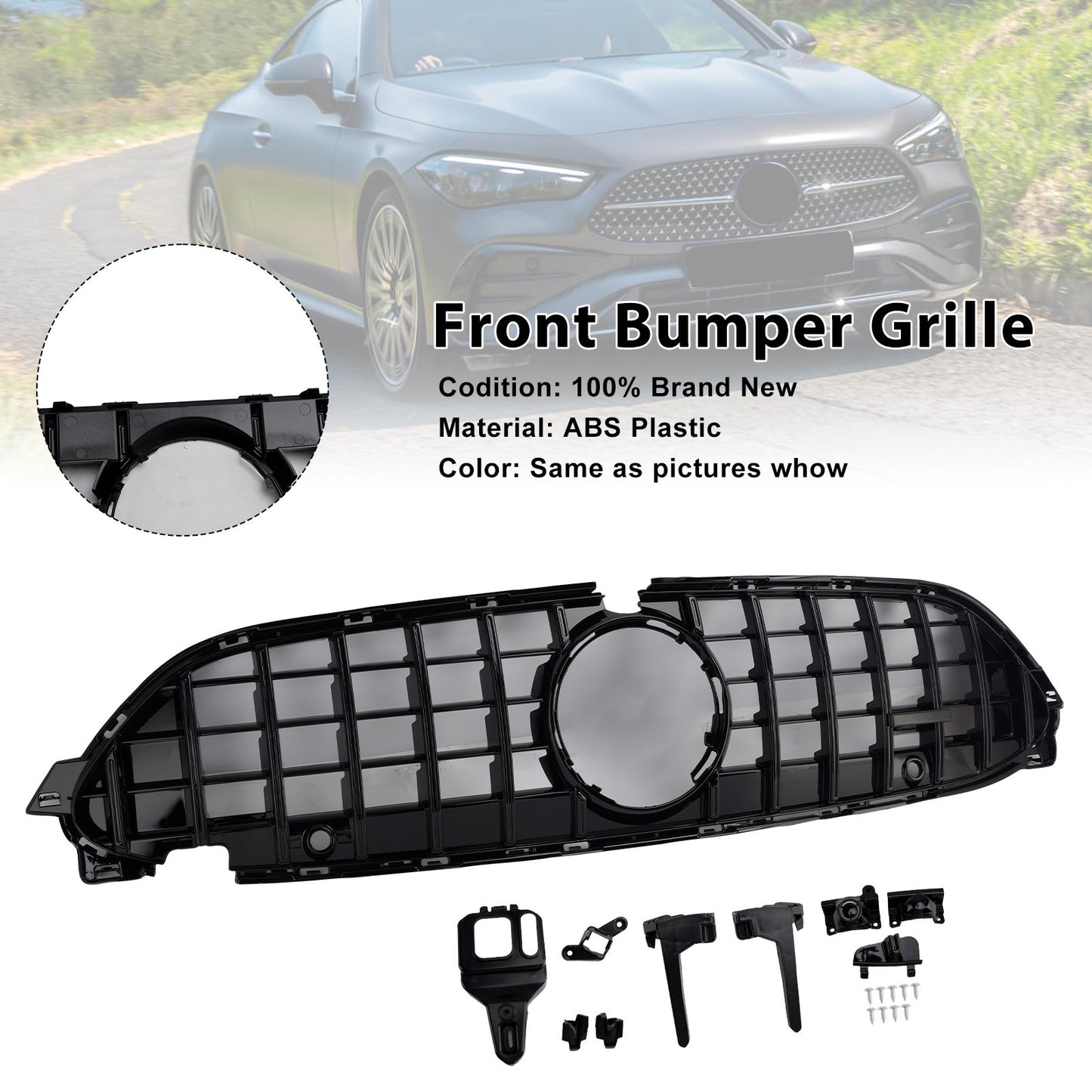 Front Bumper Grille Grill Fit Mercedes-Benz CLE-Class W236 C236 2024~2026 Black