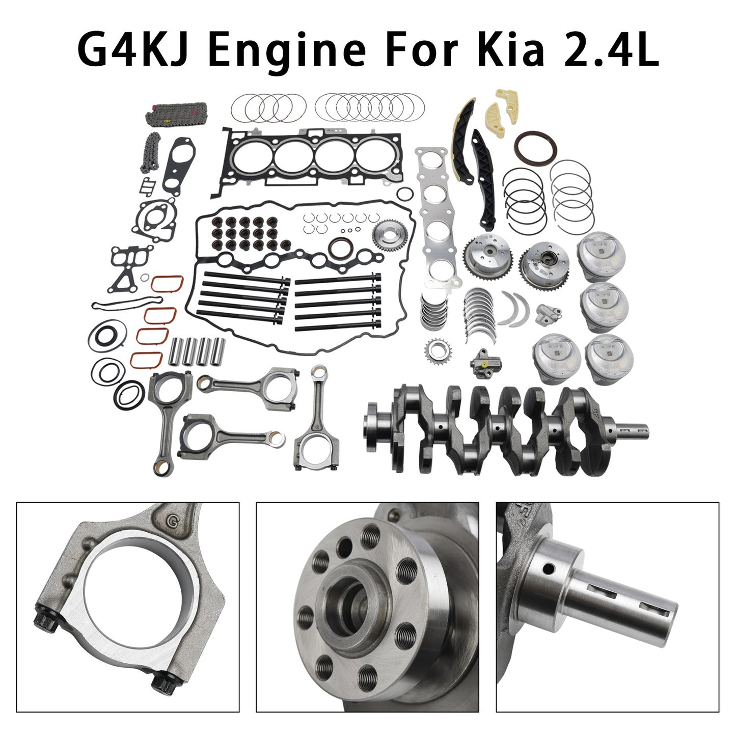 G4KJ Engine Overhaul Rebuild Kit w/Crankshaft & Rods & Timing Kit For Kia 2.4L