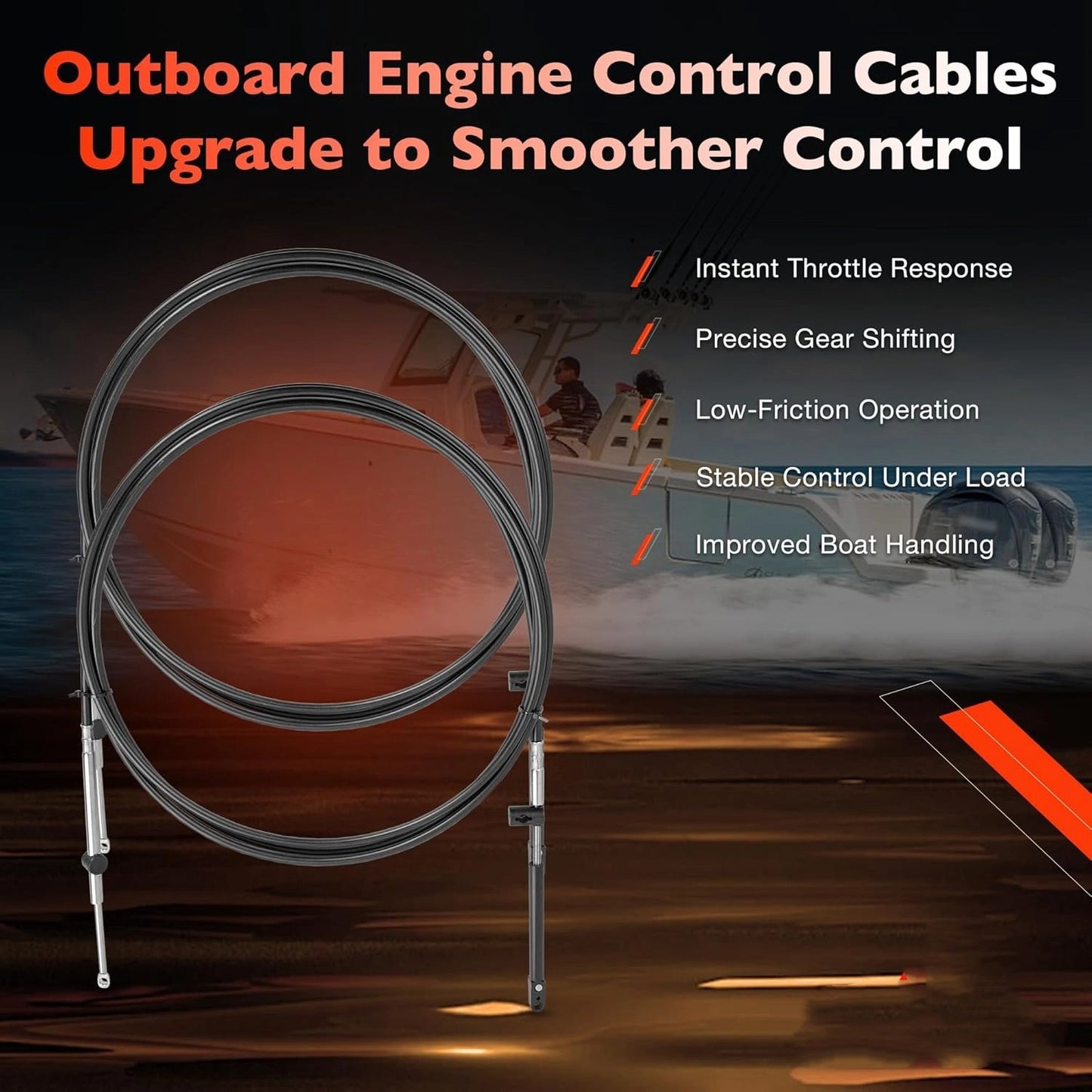 2X 15FT Outboard Throttle Shift Cable GEN II For Mercury Mariner Mount Control
