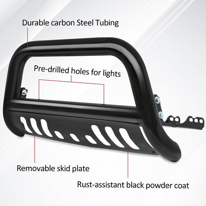 Solid Spare Bull Bar Push Bumper Grille Guard for 2007-2018 Chevy Silverado Sierra 1500 BLK