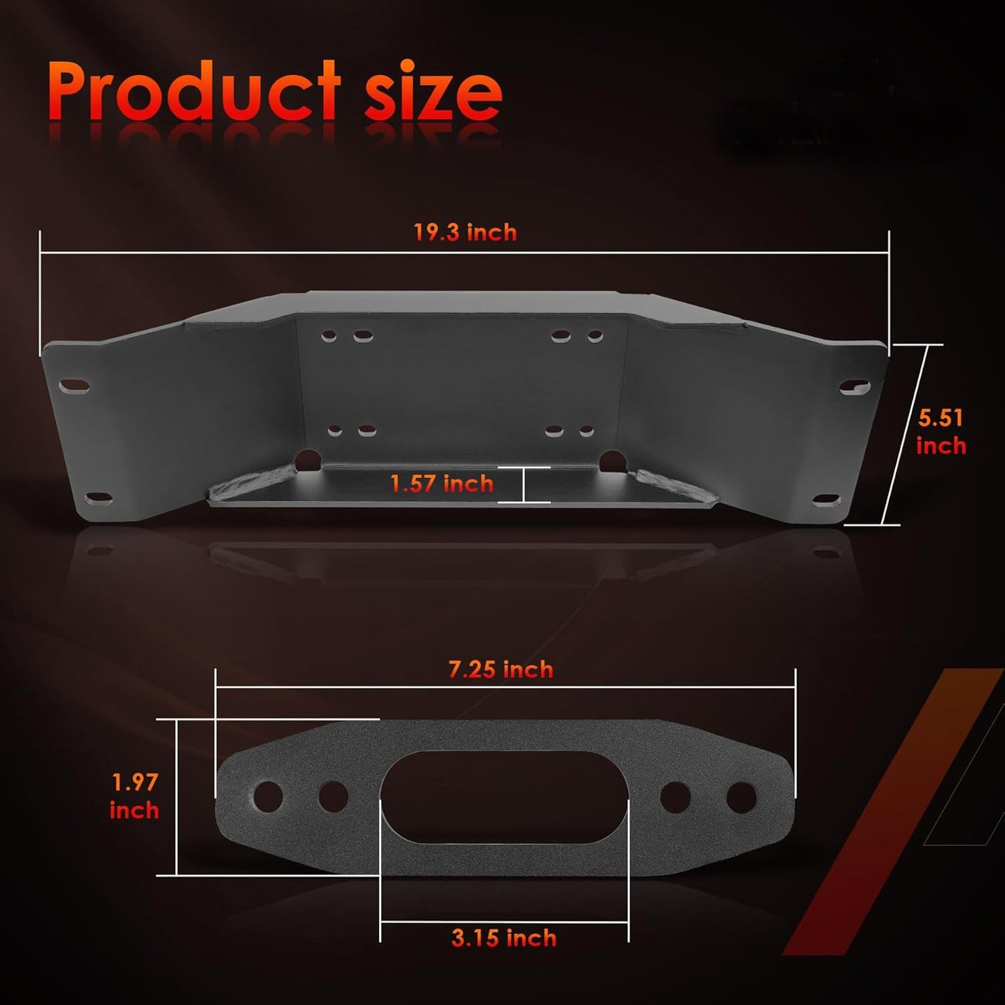 Trailer Winch Mount Plate Bracket Set Fit 2022-2025 Polaris Ranger Midsize 570