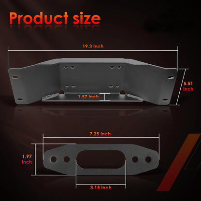 Trailer Winch Mount Plate Bracket Set Fit 2022-2025 Polaris Ranger Midsize 570
